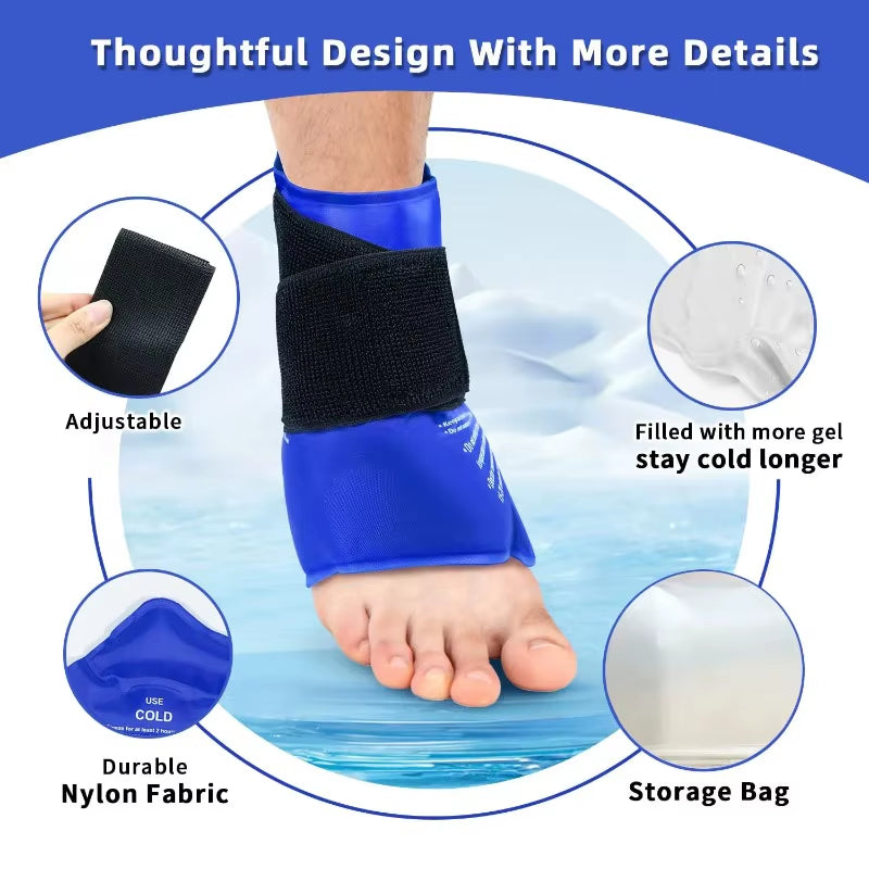 Therapy Reusable Gel Cold Pack Ankle Brace Ice Pack Wrap for Injuires Hot Cold Ankle Support for Pain Relief Sprains